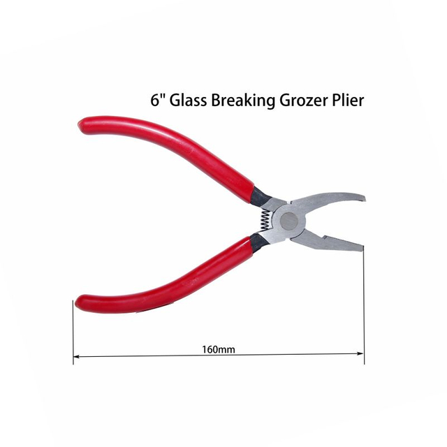  MDQ04 Glass Breaking Grozing Pliers 3/8 Inch Flat Curved Jaw Breaker for Stained Glass Work