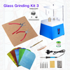 Blue Grinder Set No.3 Stained Glass Supplies，Stained Glass Kits with Glass Grinder Set ,Soldering Iron Kit,Glass Cutter Tool Kit 