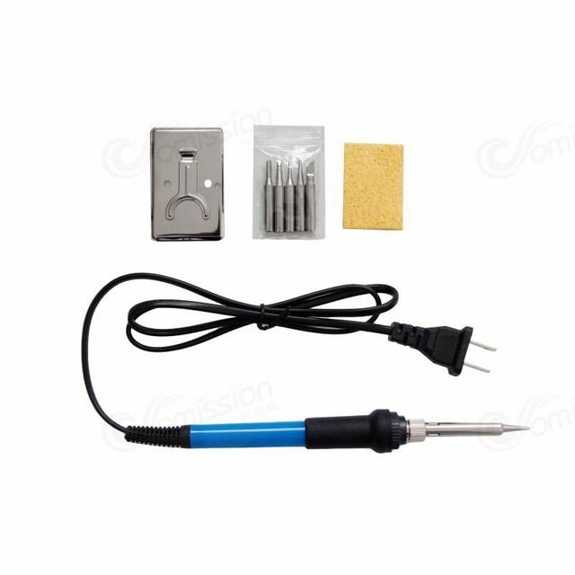 ESI01-60 set US Soldering Iron Kit Electronics - Adjustable Temperature Solder Iron 60W with 5Pcs Different Solder Tips, Soldering Stand, Sponge for Variously Electronic Repair