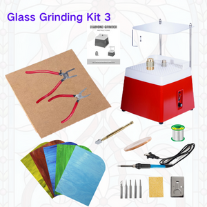 Red Grinder Set No.3 Stained Glass Supplies，Stained Glass Kits with Glass Grinder Set ,Soldering Iron Kit,Glass Cutter Tool Kit 